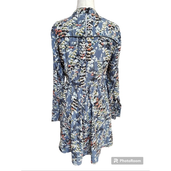 Zara Floral Gathered Waist Long Sleeves Mini Dress, NWOT, M - Picture 6 of 15